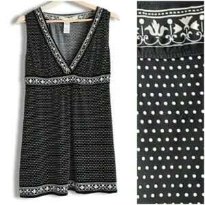 MAX STUDIO Babydoll Stretch Soft V-Neck Tank Top B&W Sz S